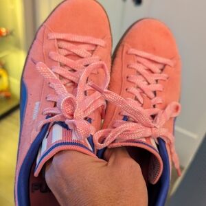 Puma Pink and Blue Suede Sneakers